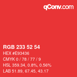 Color code: RGB 233 52 54 | qconv.com