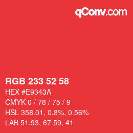 Color code: RGB 233 52 58 | qconv.com