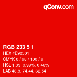 カラーコード: RGB 233 5 1 | qconv.com