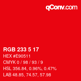 Color code: RGB 233 5 17 | qconv.com