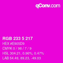 Color code: RGB 233 5 217 | qconv.com