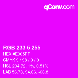 Color code: RGB 233 5 255 | qconv.com