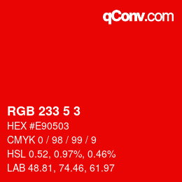 カラーコード: RGB 233 5 3 | qconv.com