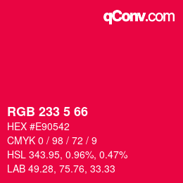 Color code: RGB 233 5 66 | qconv.com