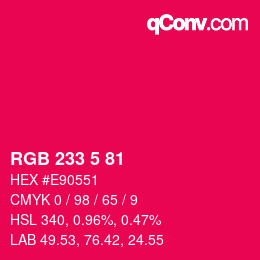 Color code: RGB 233 5 81 | qconv.com