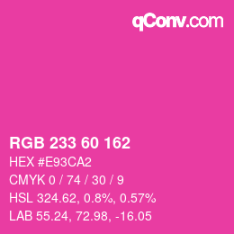 カラーコード: RGB 233 60 162 | qconv.com