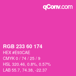 Color code: RGB 233 60 174 | qconv.com