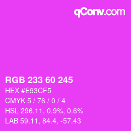 カラーコード: RGB 233 60 245 | qconv.com