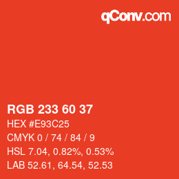 カラーコード: RGB 233 60 37 | qconv.com