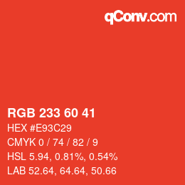 カラーコード: RGB 233 60 41 | qconv.com
