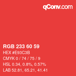 カラーコード: RGB 233 60 59 | qconv.com