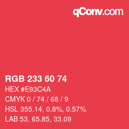颜色代码: RGB 233 60 74 | qconv.com