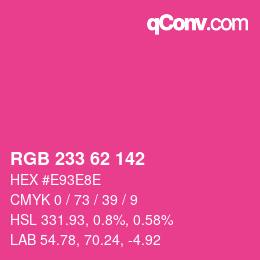 Color code: RGB 233 62 142 | qconv.com