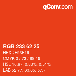 カラーコード: RGB 233 62 25 | qconv.com