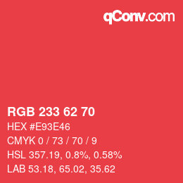 Color code: RGB 233 62 70 | qconv.com