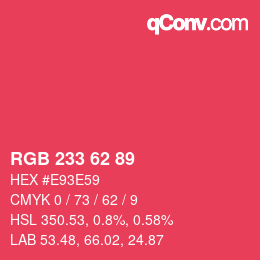 Color code: RGB 233 62 89 | qconv.com