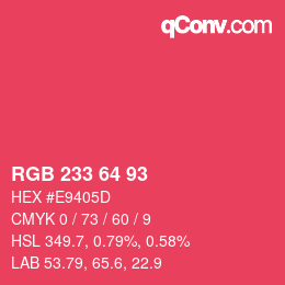 Color code: RGB 233 64 93 | qconv.com