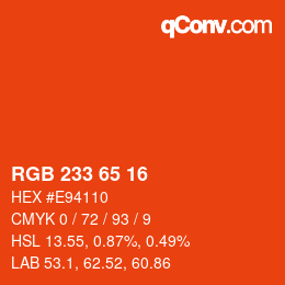 Color code: RGB 233 65 16 | qconv.com