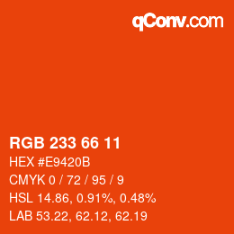 Color code: RGB 233 66 11 | qconv.com
