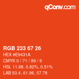Color code: RGB 233 67 26 | qconv.com