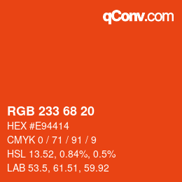 Color code: RGB 233 68 20 | qconv.com