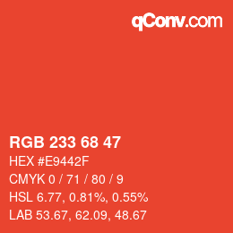 Color code: RGB 233 68 47 | qconv.com