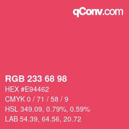 颜色代码: RGB 233 68 98 | qconv.com