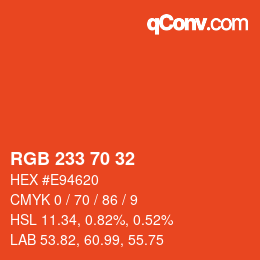 Color code: RGB 233 70 32 | qconv.com