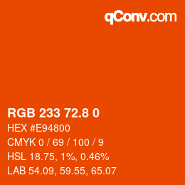 カラーコード: RGB 233 72.8 0 | qconv.com