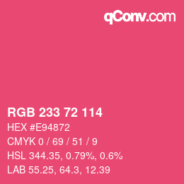 Color code: RGB 233 72 114 | qconv.com
