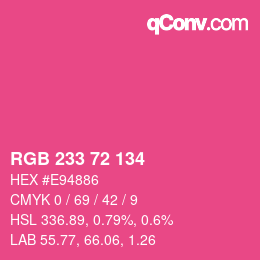 Color code: RGB 233 72 134 | qconv.com