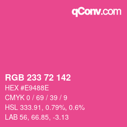 Color code: RGB 233 72 142 | qconv.com