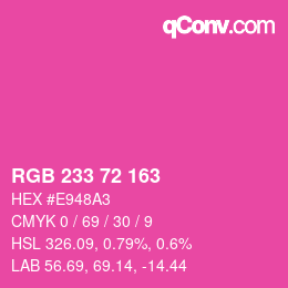 Color code: RGB 233 72 163 | qconv.com