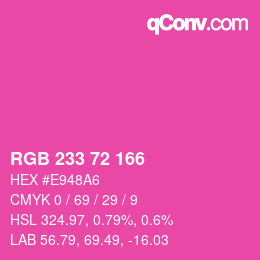 Color code: RGB 233 72 166 | qconv.com