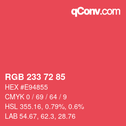 Color code: RGB 233 72 85 | qconv.com