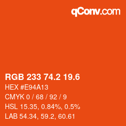 カラーコード: RGB 233 74.2 19.6 | qconv.com