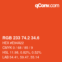 カラーコード: RGB 233 74.2 34.6 | qconv.com