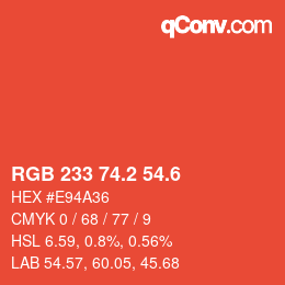 カラーコード: RGB 233 74.2 54.6 | qconv.com