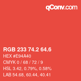 カラーコード: RGB 233 74.2 64.6 | qconv.com