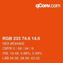 カラーコード: RGB 233 74.6 14.6 | qconv.com