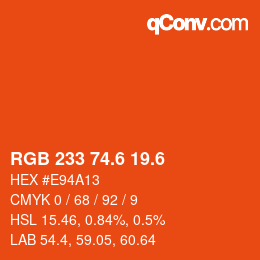 カラーコード: RGB 233 74.6 19.6 | qconv.com