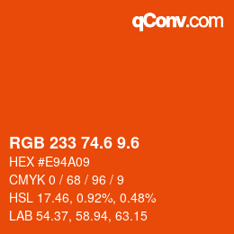 カラーコード: RGB 233 74.6 9.6 | qconv.com