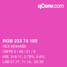 颜色代码: RGB 233 74 185 | qconv.com