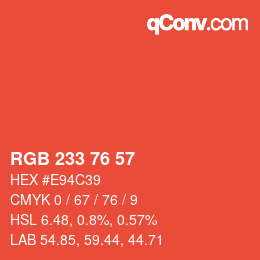Farbcode: RGB 233 76 57 | qconv.com