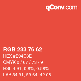 Color code: RGB 233 76 62 | qconv.com