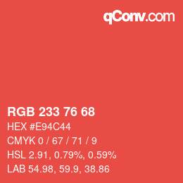 Color code: RGB 233 76 68 | qconv.com