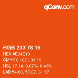 Color code: RGB 233 78 16 | qconv.com
