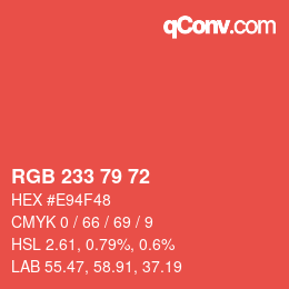 Color code: RGB 233 79 72 | qconv.com