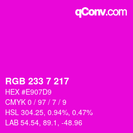 Code couleur: RGB 233 7 217 | qconv.com