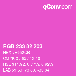 Color code: RGB 233 82 203 | qconv.com